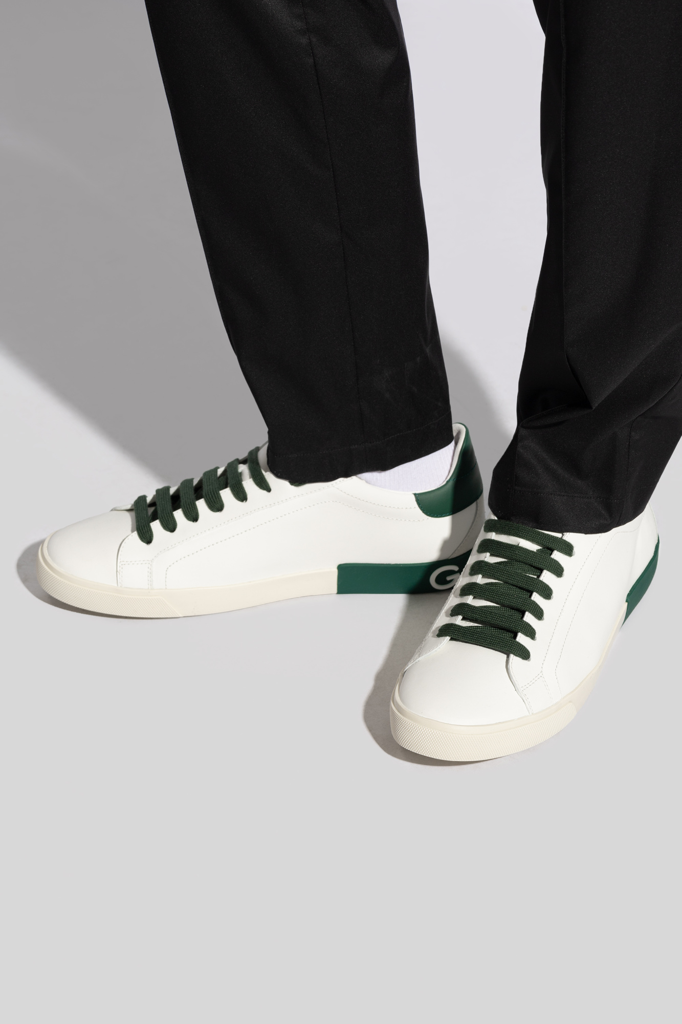 スニーカー DOLCE & GABBANA 'Portofino' sneakers Green CS2277AV066 Dolce & Gabbana White/Green Leather Portofino Embellished